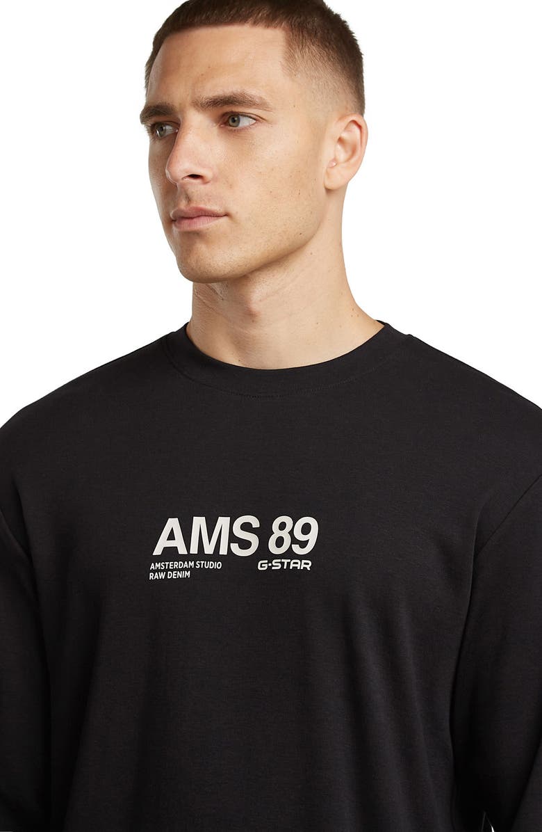 G-STAR AMS 89 Logo Graphic Long Sleeve T-Shirt, Alternate, color, Dark Black