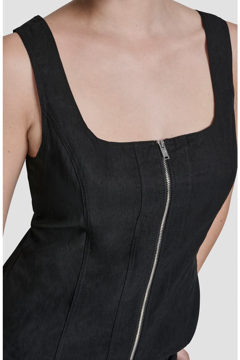 Zigzag Stitch Corset Top, Alternate, color, BLACK