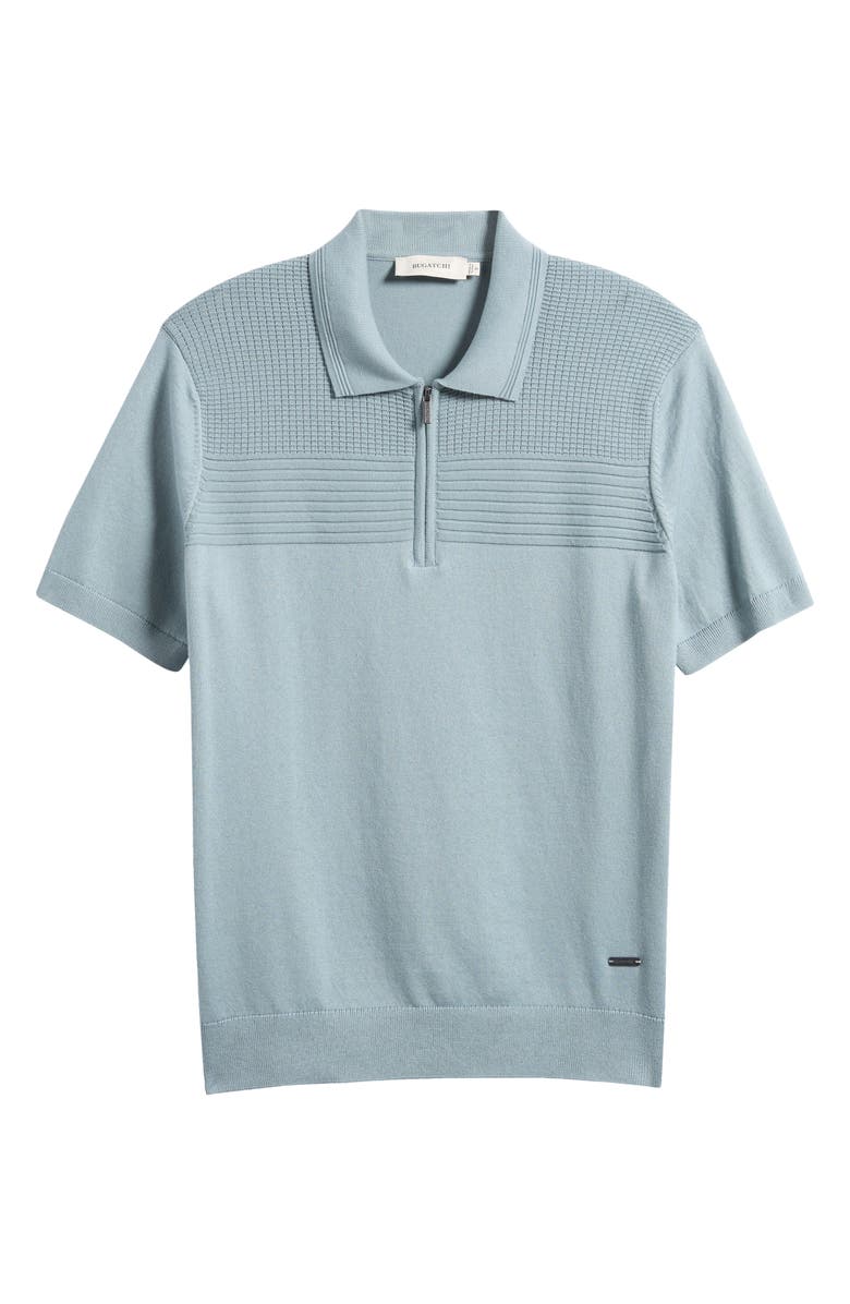 Bugatchi Quarter Zip Cotton Blend Polo Sweater, Alternate, color, Shark