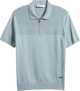 Bugatchi Quarter Zip Cotton Blend Polo Sweater