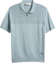 Bugatchi Quarter Zip Cotton Blend Polo Sweater