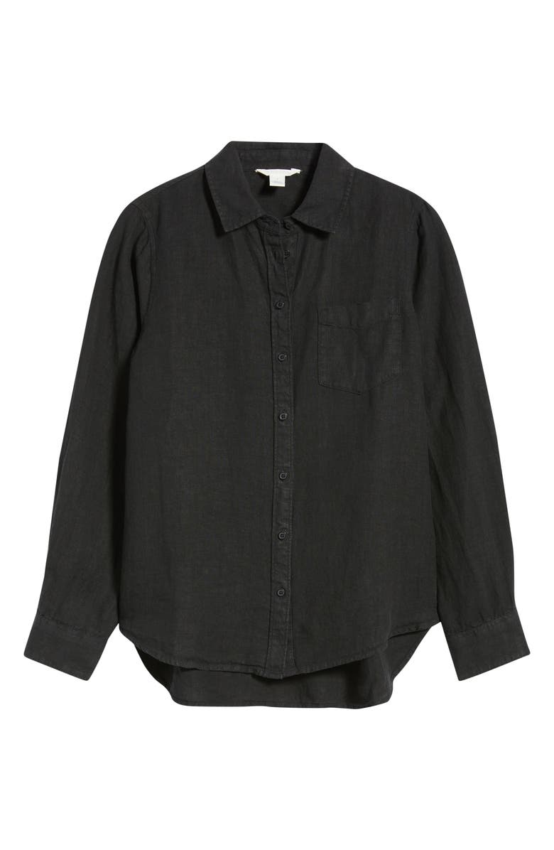 Caslon<sup
®</sup
 Casual Linen Button-Up Shirt, Alternate, color, Black