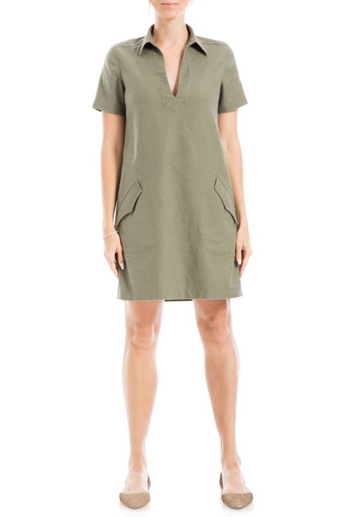 Short Sleeve Twill Shift Dress