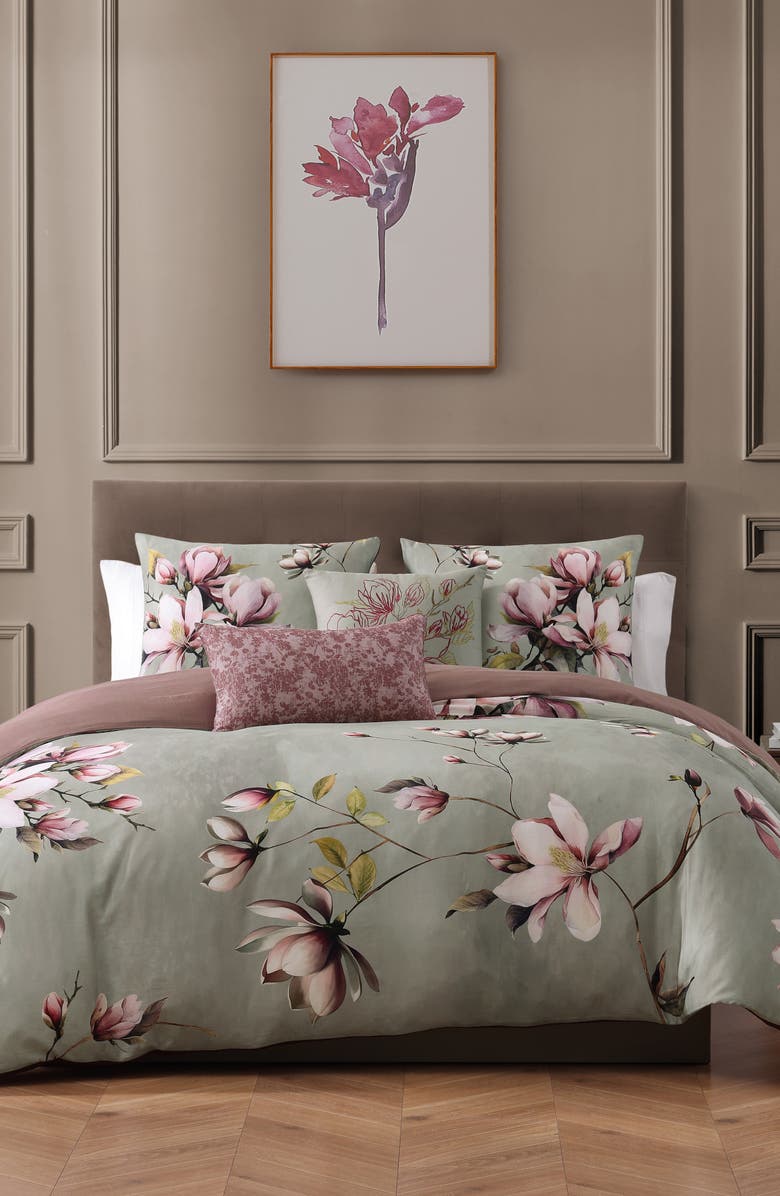 Bebejan 5-Piece Purple Lilies Reversible Comforter Set, Main, color, Purple