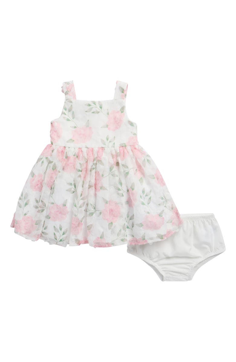 Pippa & Julie Emily Print Soutache Dress, Main, color, White/ Rose