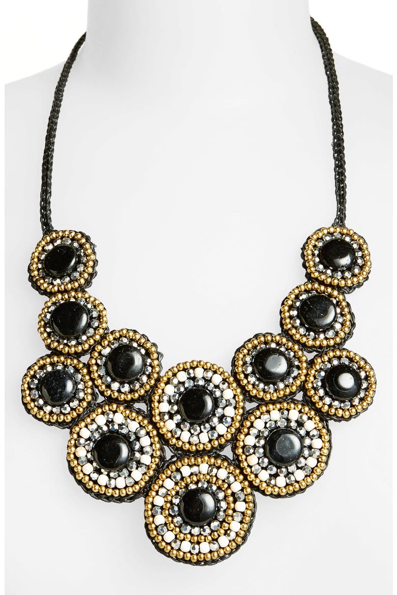 Circle Bib Necklace, Alternate, color, BLACK