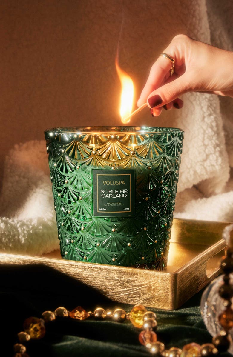 Voluspa Noble Fir Garland Three-Wick Hearth Candle, Alternate, color, Noble Fir Garland