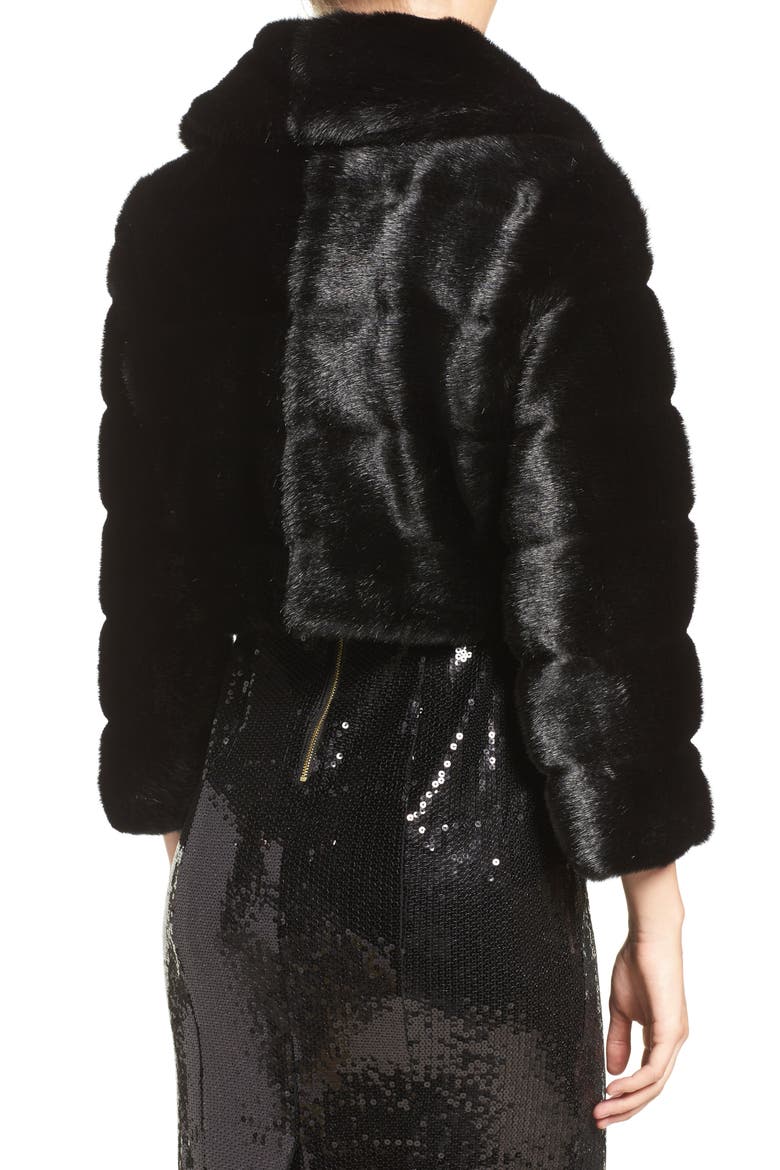 Faux Fur Bolero, Alternate, color, BLACK