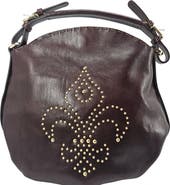 Madison Maison Studded Leather Fleur de lis Shoulder Bag