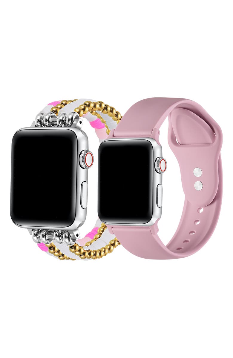 Posh Tech Bestie 2-Pack Beaded & Silicone Apple Watch<sup>®</sup> Watchbands, Alternate, color,
