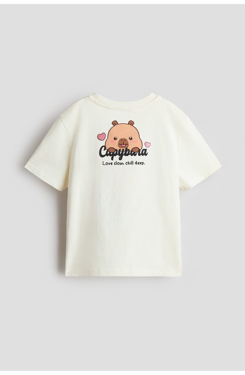 H&M Printed T-shirt, Alternate, color, Cream/Capyfun