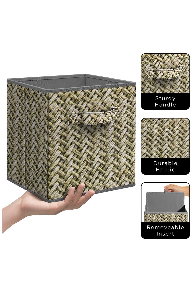 FABRIC STORAGE BIN SET, Alternate, color, WOVEN GRAY