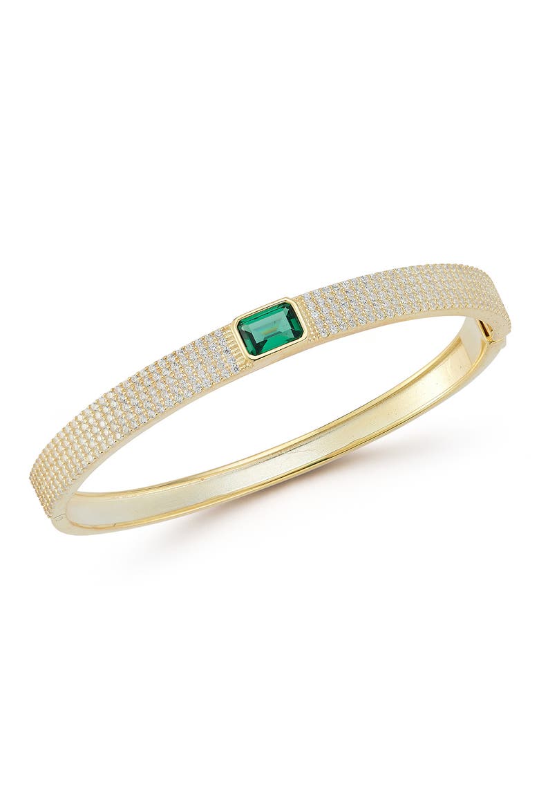 Imitation Emerald & Cubic Zirconia Bangle, Main, color, GOLD