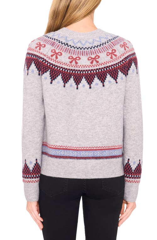 Cece Fair Isle Ribbon Detail Crewneck Sweater In Multi