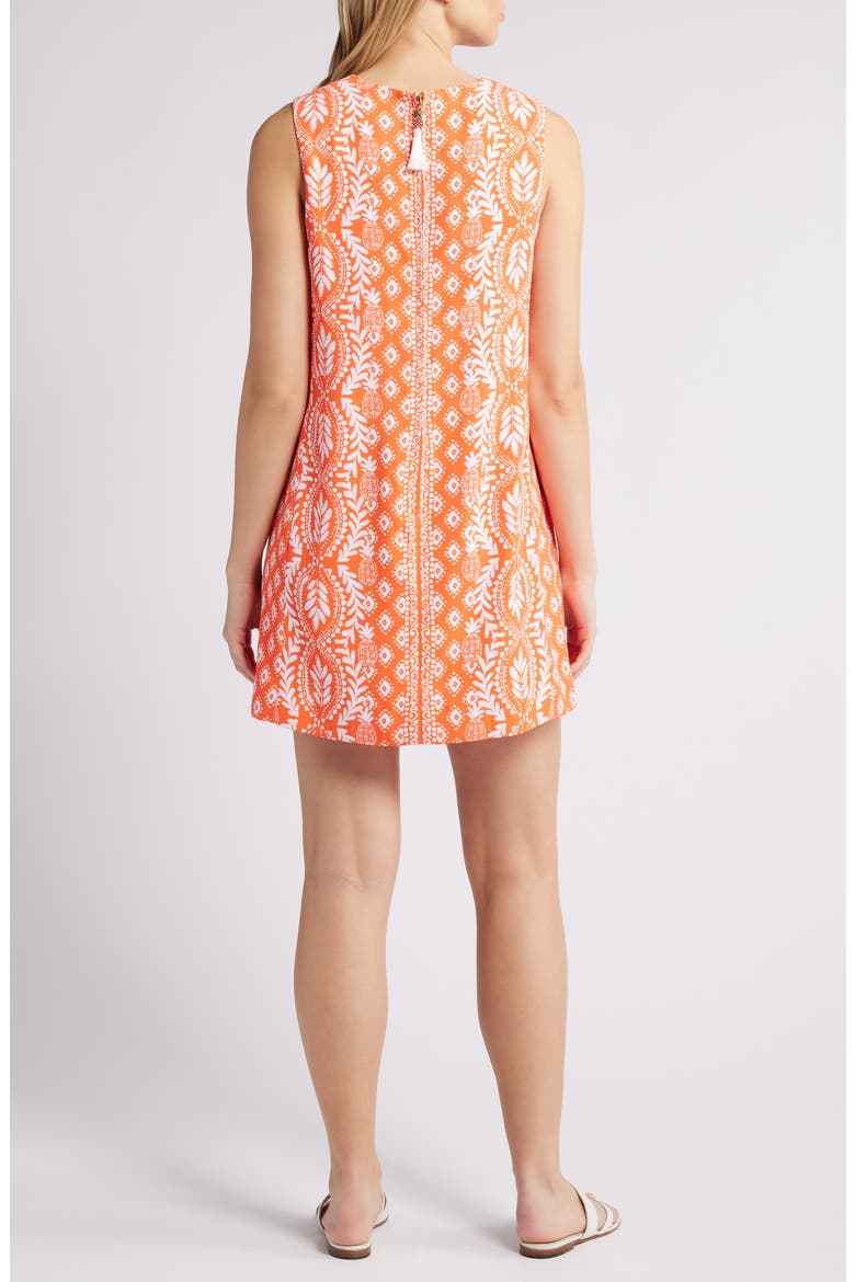 Edita Print Sleeveless Shift Minidress, Alternate, color, FLAMINGO FEATHER DRESS
