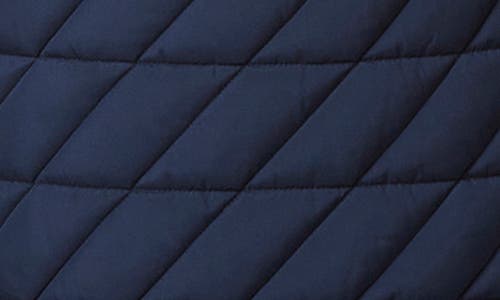 Andrew Marc Maxine Quilted Coat With Faux Shearling Collar In Blue