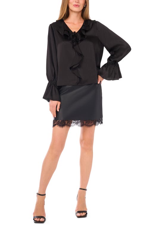 Vince Camuto Ruffle Detail Textured Top In Black