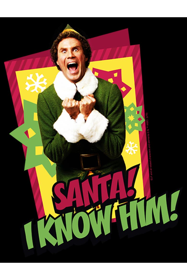 Men's Elf Santa I Know Him Quote  Graphic T-Shirt, Alternate, color, Black