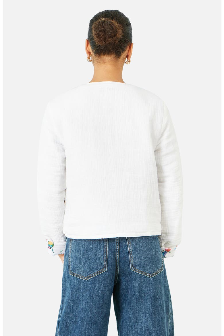 Floral Embroidery Cotton Jacket, Alternate, color, White