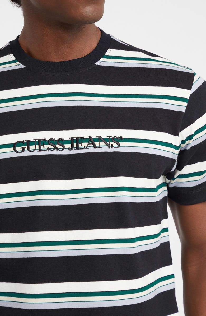 GUESS JEANS Embroidered Logo Stripe Organic Cotton T-Shirt, Alternate, color, 