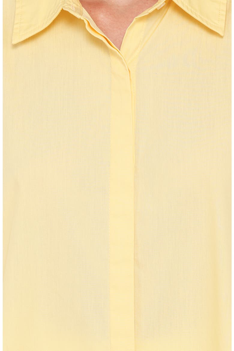 Inez Scallop Back Detail Cotton Button-Up Shirt, Alternate, color, YELLOW