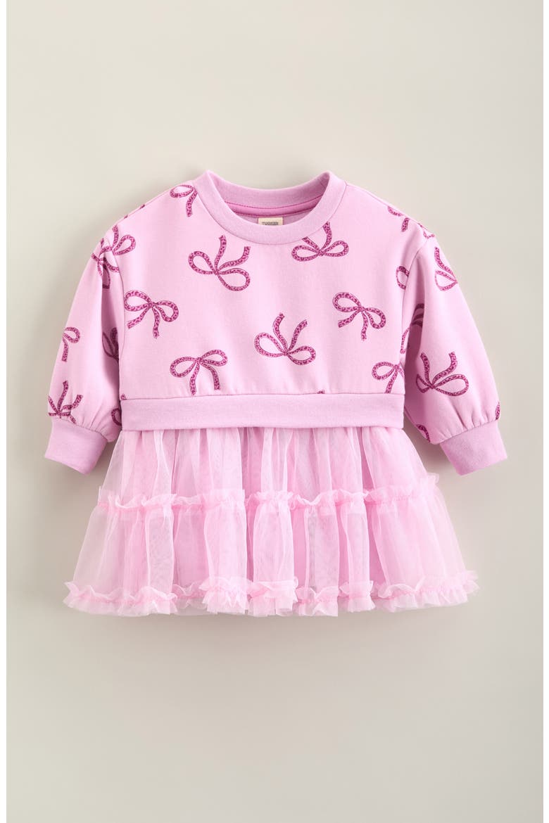 Mixed Media Tiered Tutu Dress, Main, color, PINK LEOPARD BOWS- PINK