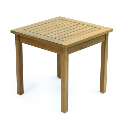 Archer 18.9" Modern Classic Square Slatted Solid Acacia Wood Indoor/Outdoor Adirondack Side Table