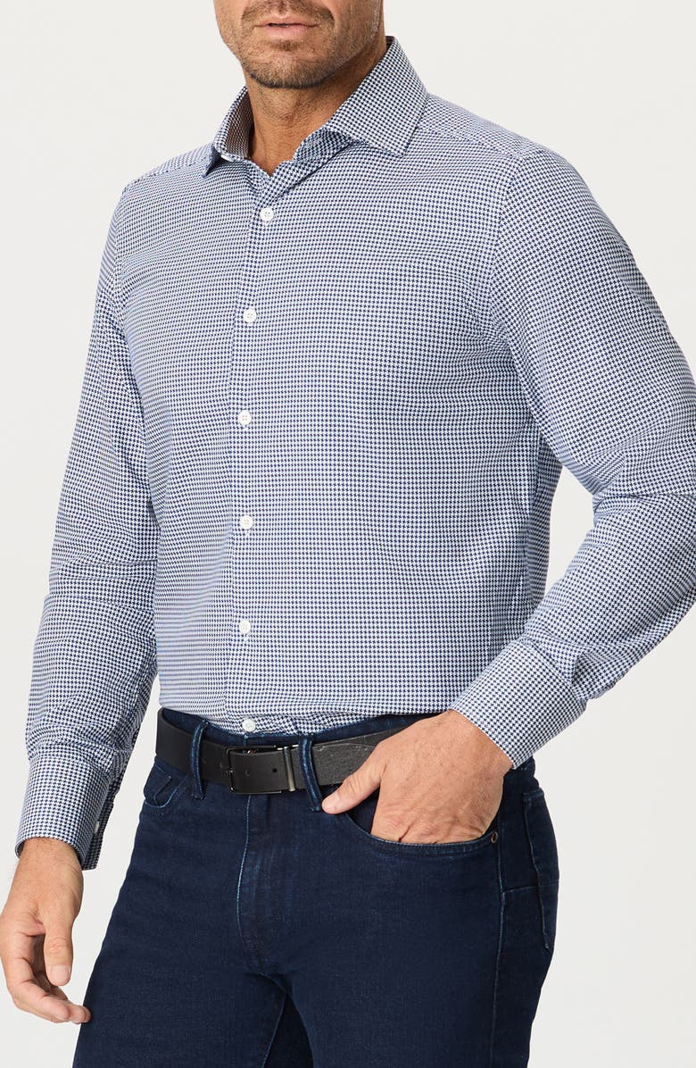 Robert Graham Parrett Cotton Button-Up Shirt, Alternate, color, Navy