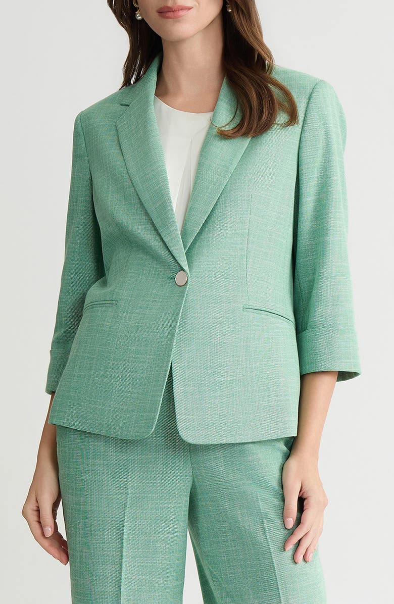 KASPER Cuff Sleeve One-Button Blazer, Main, color,