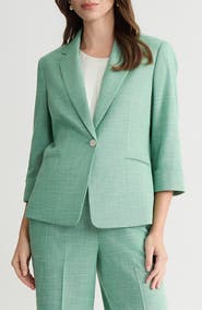 KASPER Cuff Sleeve One-Button Blazer