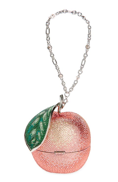 Peachy Keen Crystal Embellished Clutch