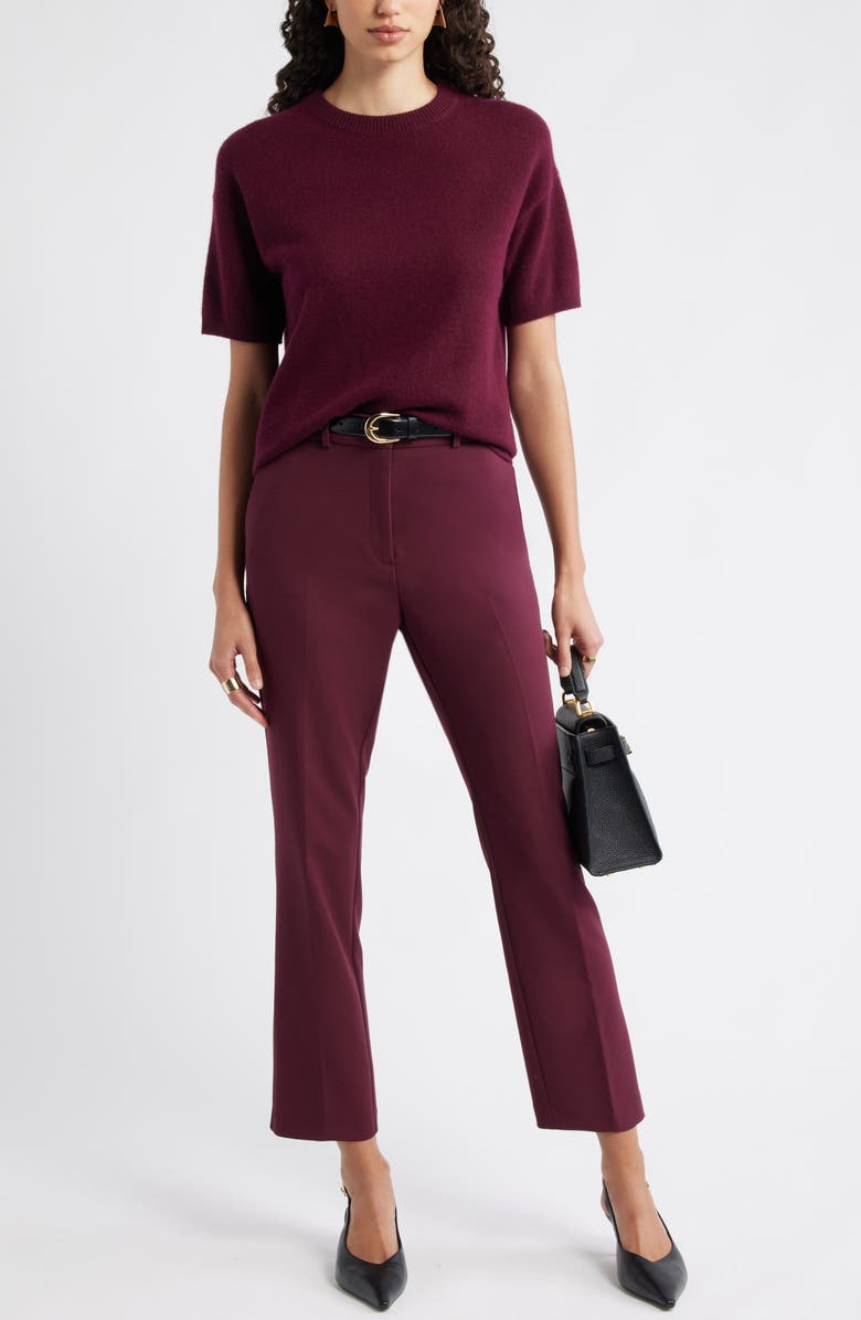 Nordstrom The Lena Slim Cropped Trousers, Alternate, color, Burgundy Royale