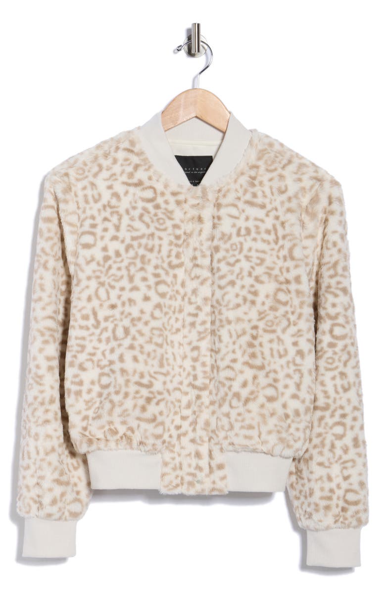 Sanctuary Luxe Faux Fur Zip Bomber Jacket, Alternate, color, Snow Leopard
