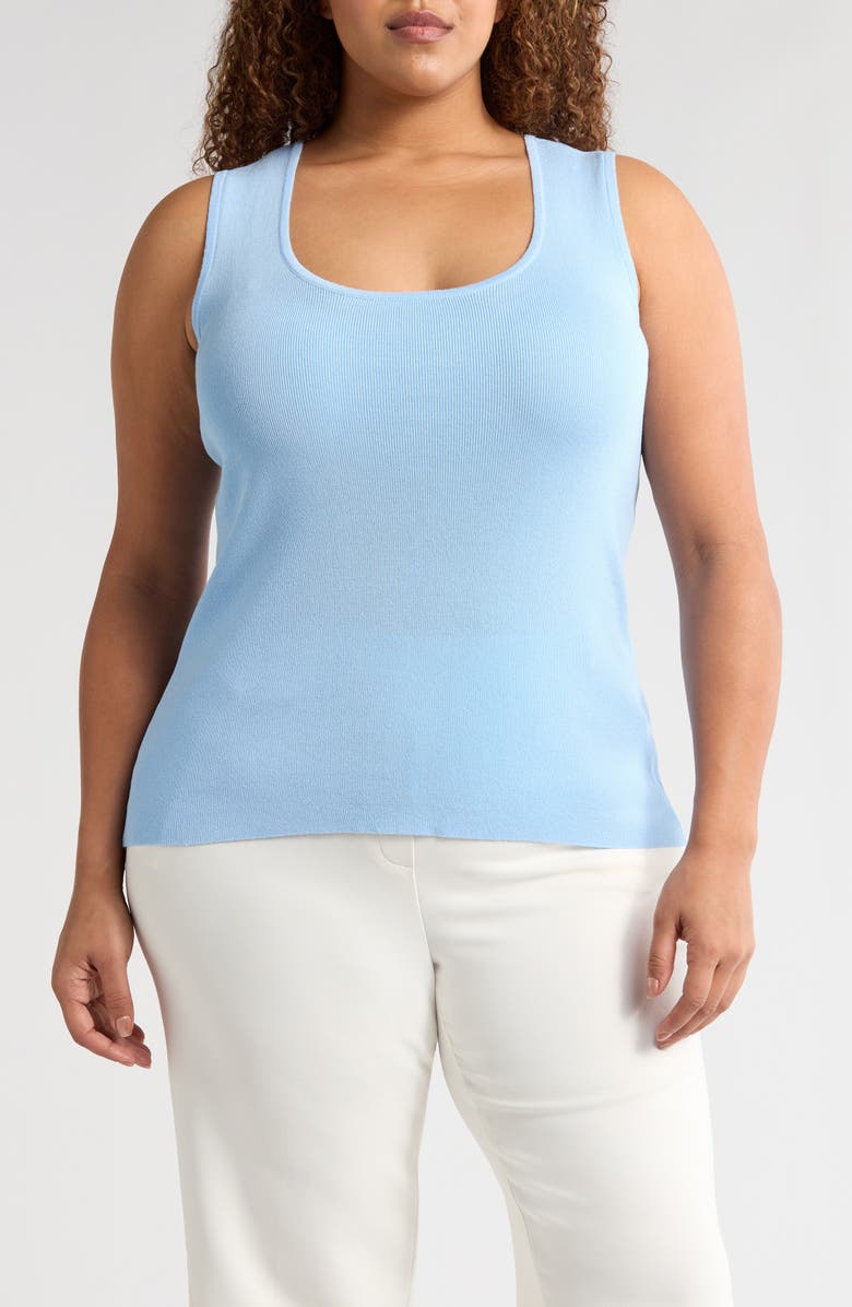 Tahari ASL Scoop Neck Sweater Tank, Main, color, Ice Blue