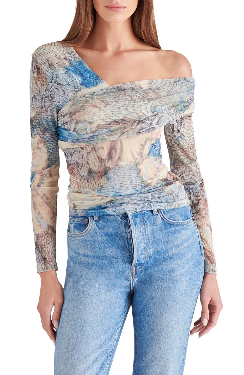 Steve Madden Pacie One-Shoulder Mesh Top, Main, color, 