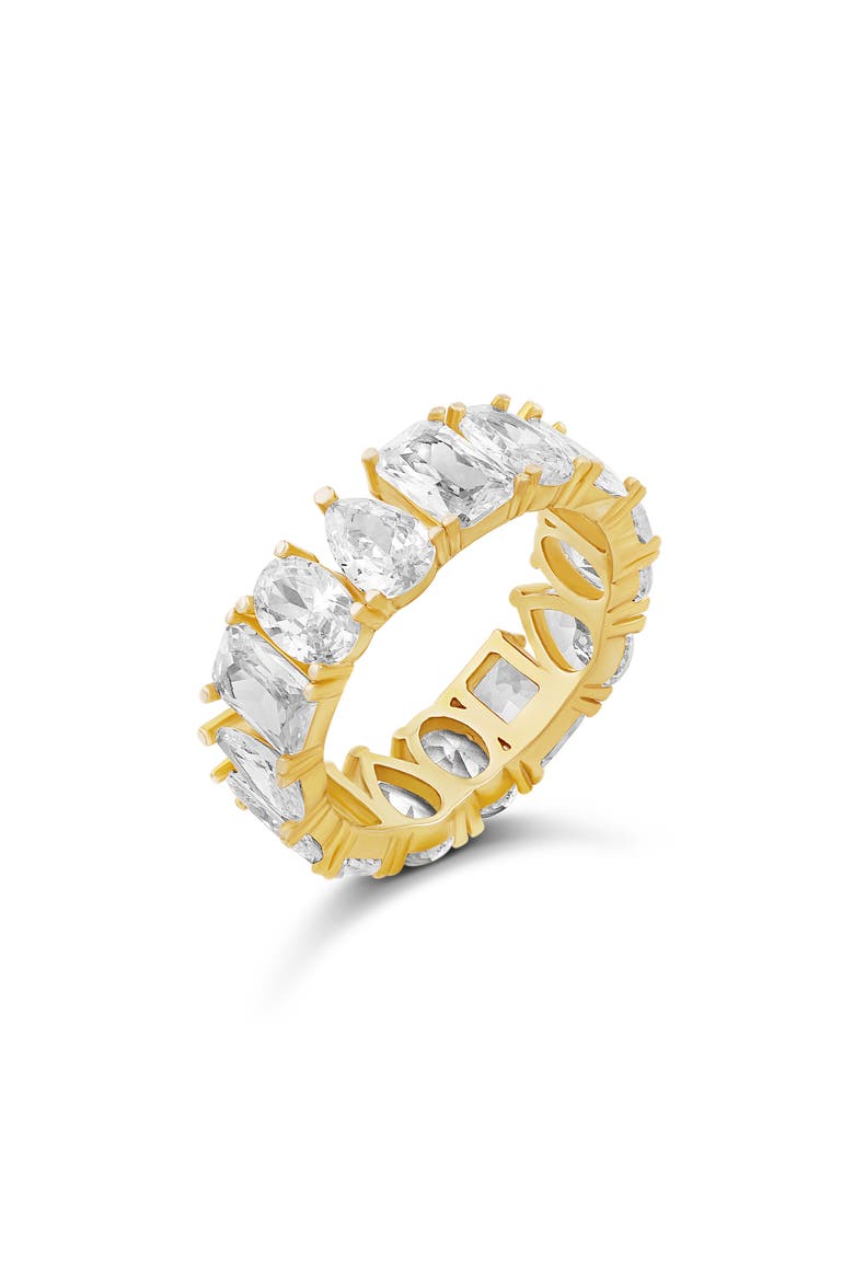 Fancy Cubic Zirconia Eternity Band Ring, Main, color, GOLD/ WHITE