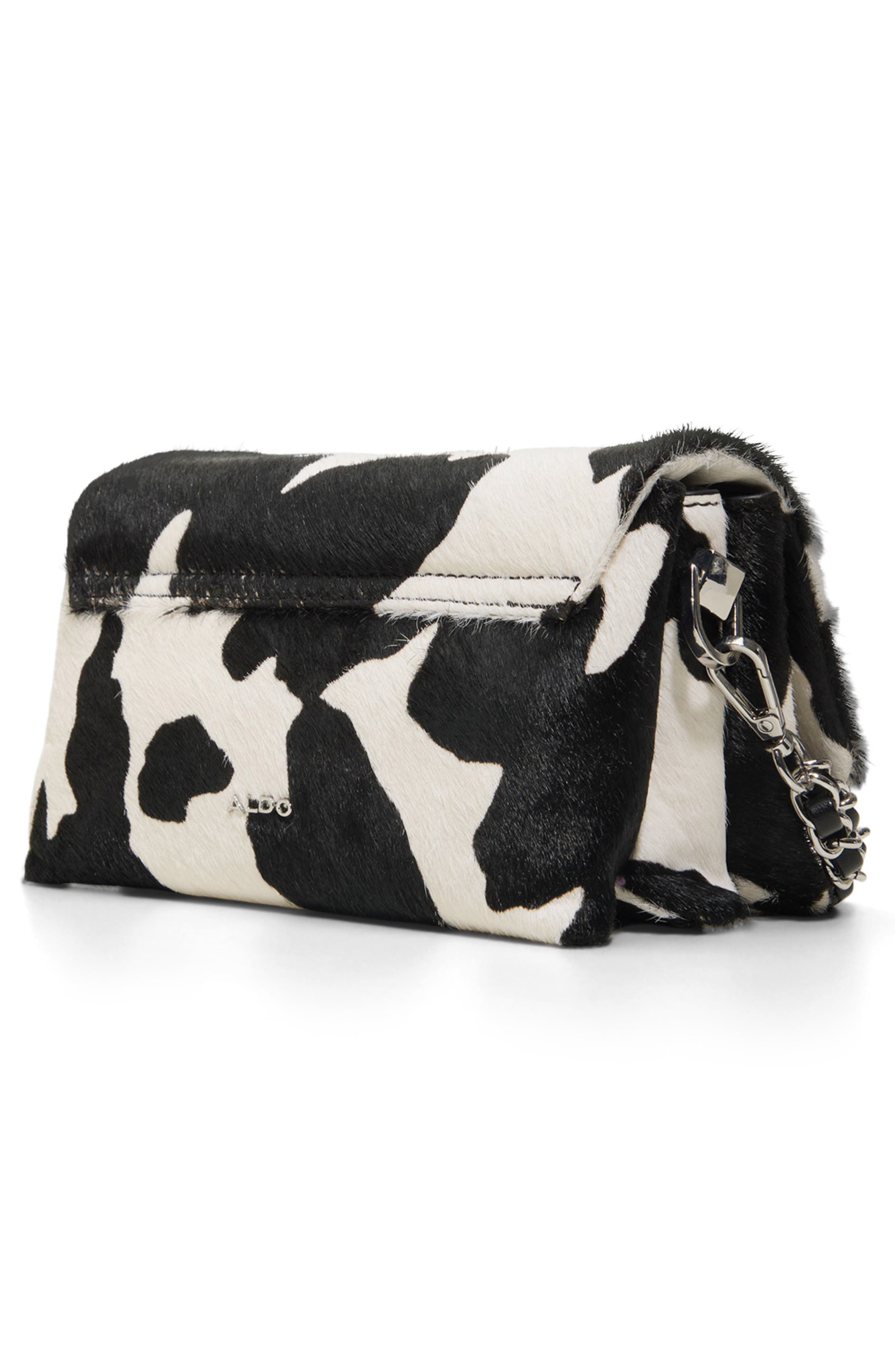 ALDO Mini Jackie Genuine Calf Hair Crossbody Bag, Alternate, color, Black/White