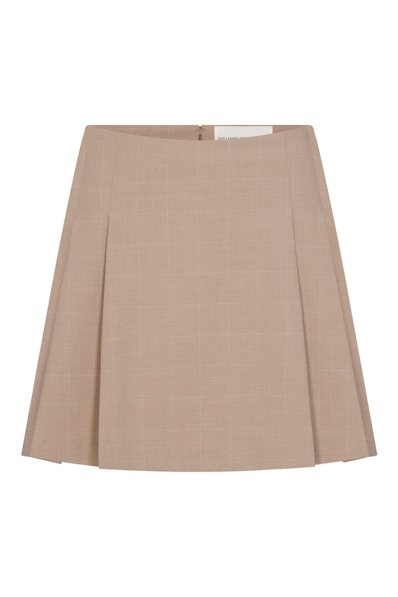 Nikki Plaid Pleated Miniskirt, Main, color, SAND BEIGE PLAID