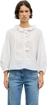 GERARD DAREL Leone Ruffle Pintuck Detail Shirt