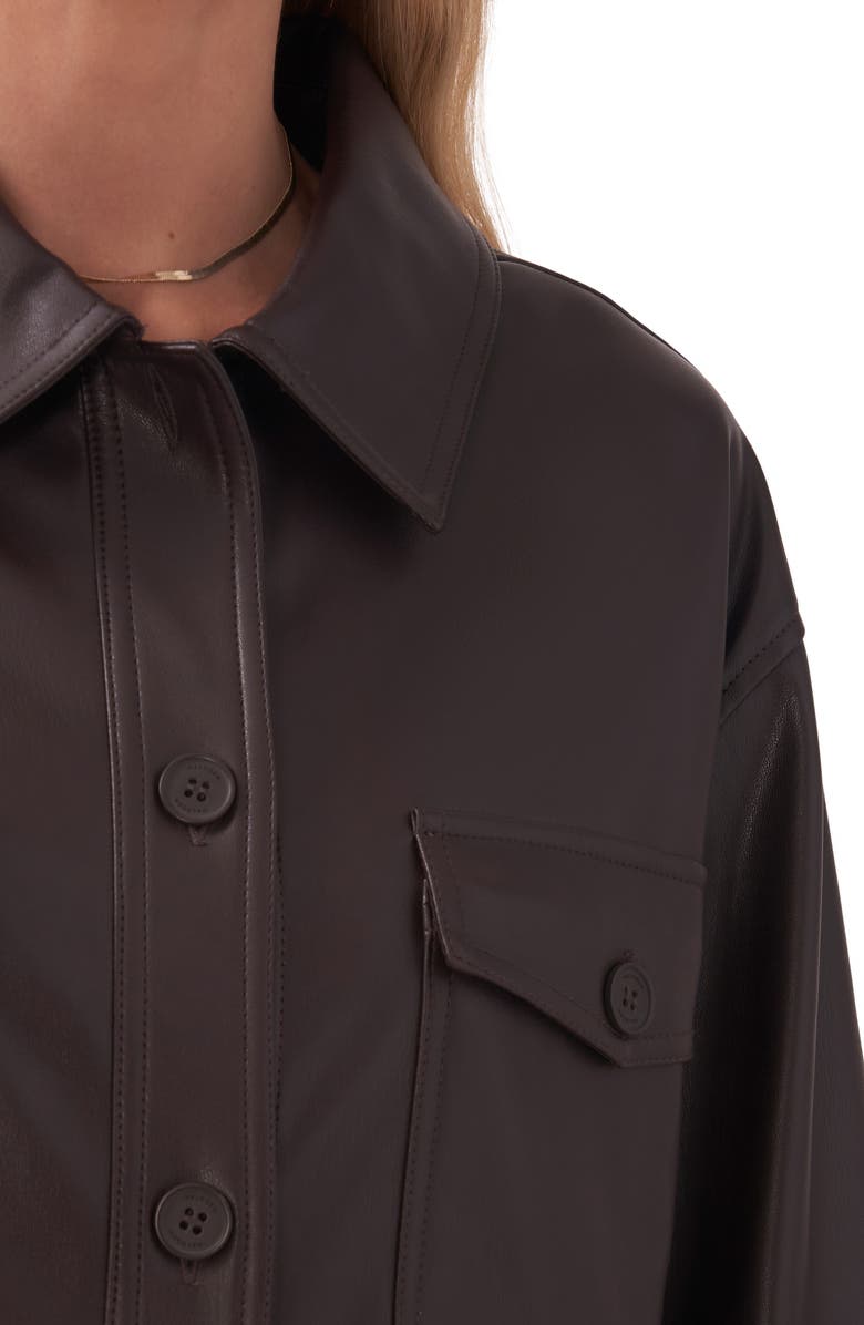 Halogen<sup>®</sup> Faux Leather Shirt Jacket, Alternate, color, Warm Espresso