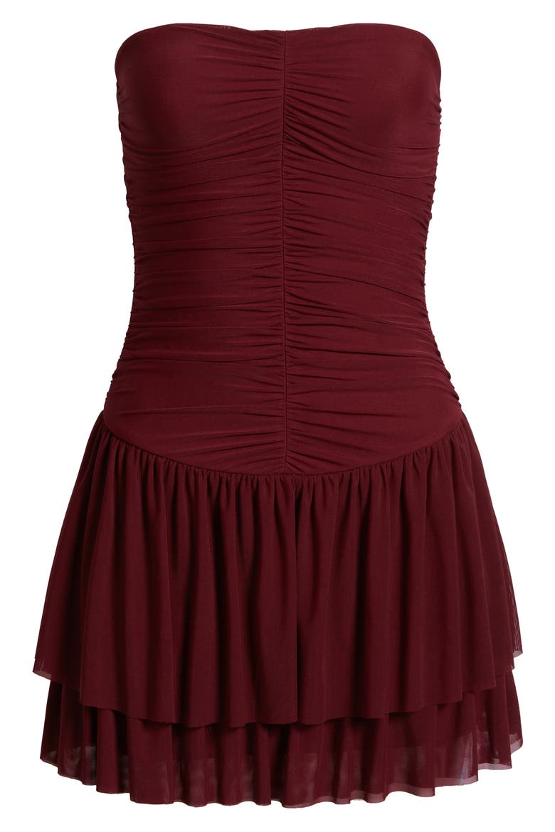 Astrid Strapless Mesh Minidress, Alternate, color, CHIANTI