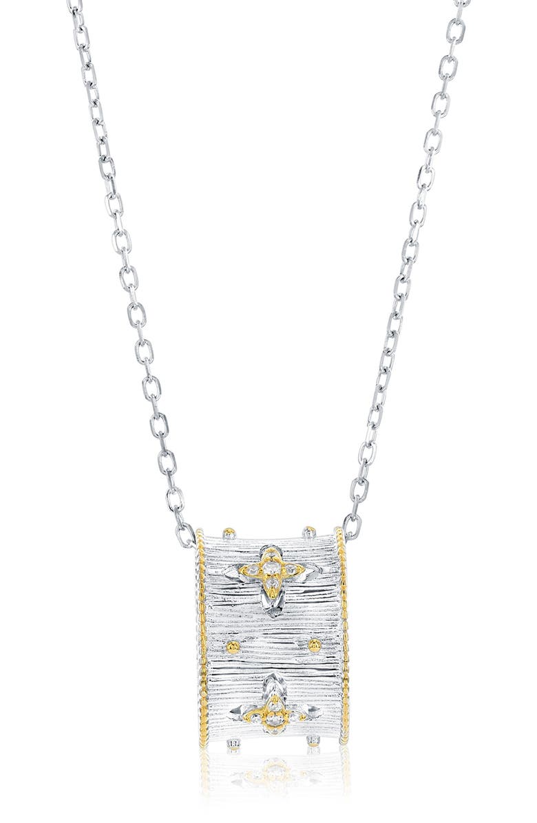 SUZY LEVIAN Italian Florentine Cubic Zirconia Pendant Necklace, Alternate, color, White/ Silver