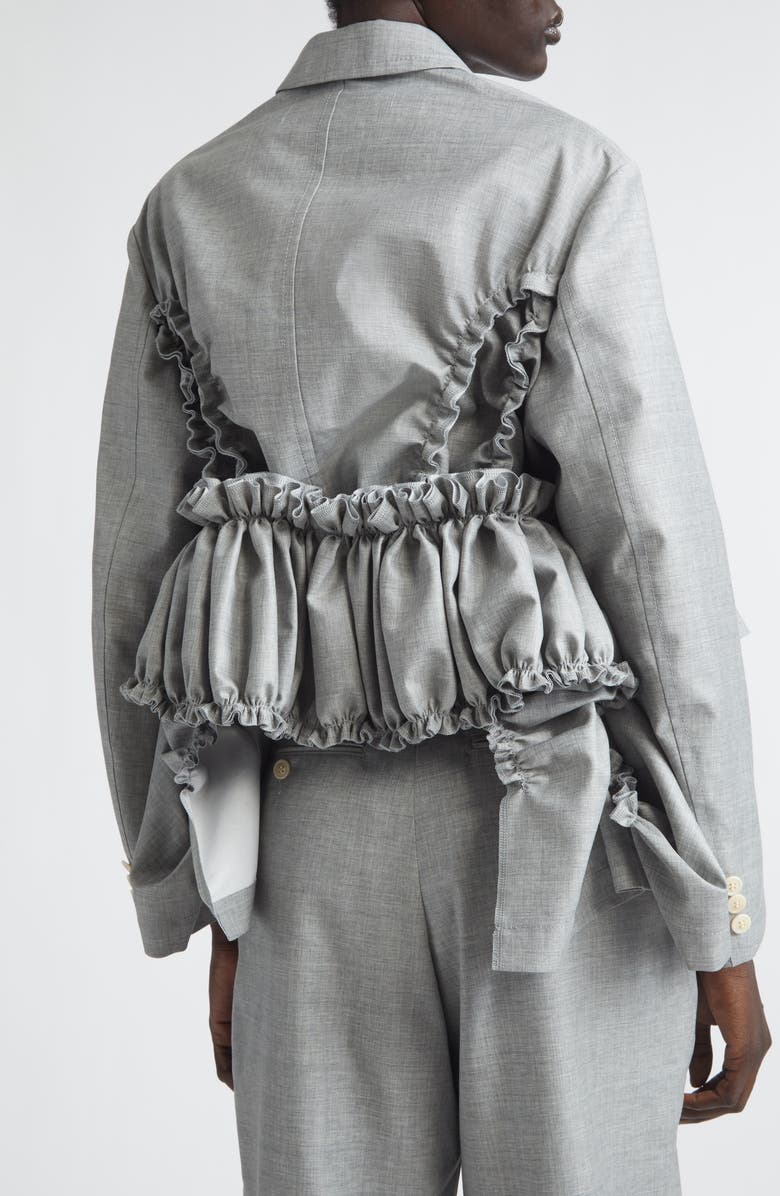 Tao Comme des Garçons Yarn Dyed Single Breasted Tropical Wool Blazer, Alternate, color, Top Gray