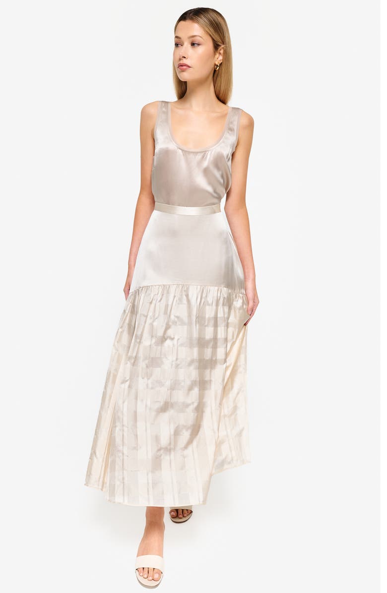 CAMI NYC Nilou Chiffon Trim Silk Tank Top, Alternate, color, 