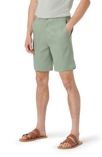 Bugatchi Linen Blend Drawstring Chino Shorts In Khaki
