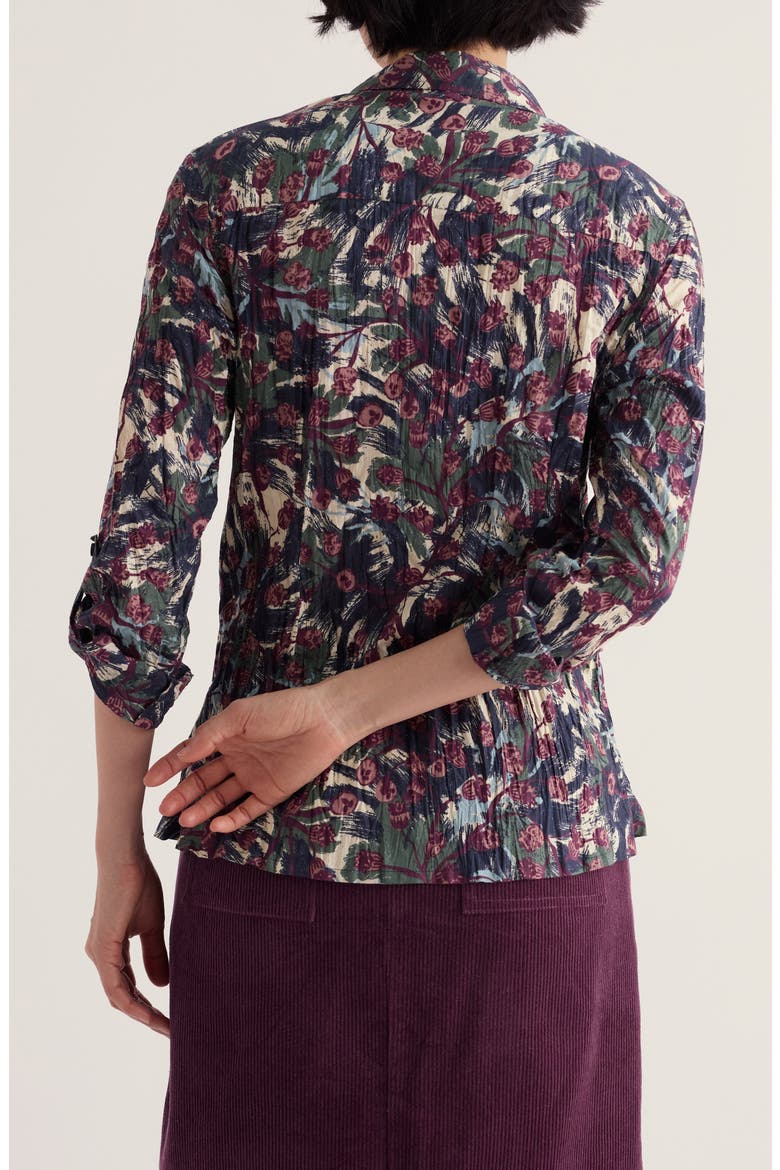 Larissa Organic Cotton Button-Up Shirt, Main, color, INKY SEEDHEADS ARAN