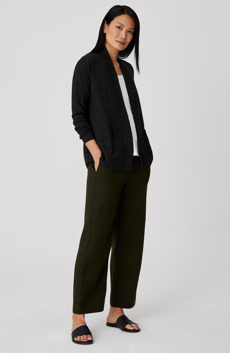 Eileen Fisher Organic Cotton High Collar Cardigan, Alternate, color, 
