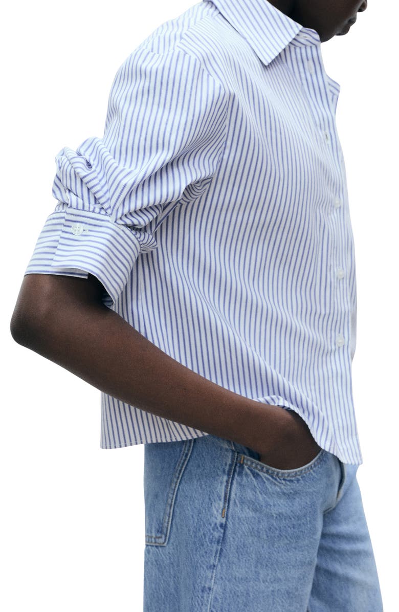 MANGO Stripe Cotton Blend Button-Up Shirt, Alternate, color,