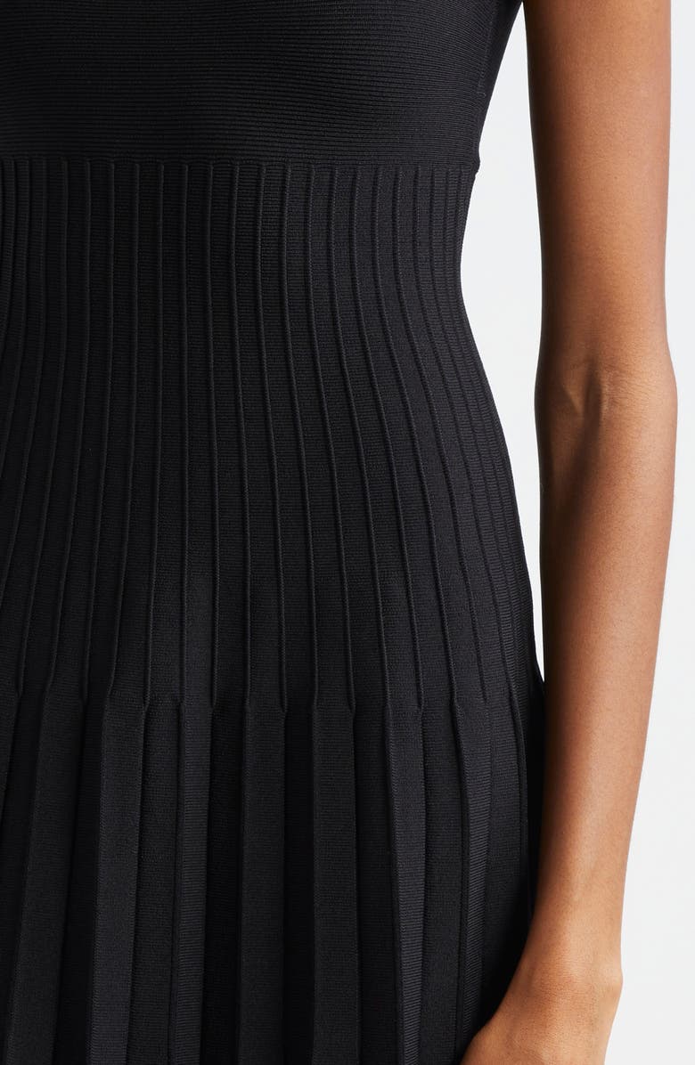 STAUD Ellison Pleated Knit Dress, Alternate, color, Black