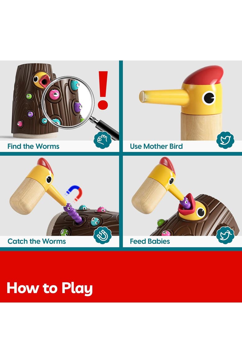 Magnetic Bird Feeding Game Fine Motor Skills Toy, Alternate, color, Multicolor